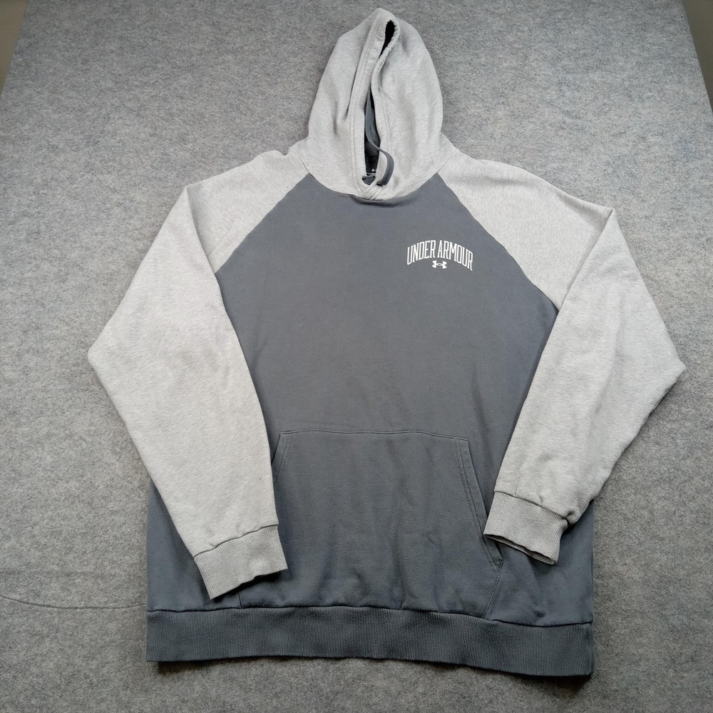 Under Armour Sweatshirt Mens XL Gray Two Tone Fleece Hoodie Pocket Pullover